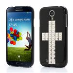 Silver Pyramid Cross Hard Case for Samsung Galaxy S4 i9500 i9502 i9505 - Black