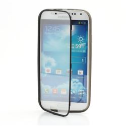 TPU Flip Cover with Transparent PC Screen Cover for Samsung Galaxy S4 i9500 i9502 i9505 - Grey