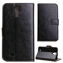 For Samsung Galaxy S4 i9500 Crazy Horse PU Leather Case with Built-in Stand and Card Slots - Black