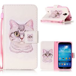Lovely Cat Leather Wallet Phone Case for Samsung Galaxy S4