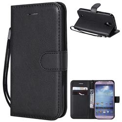 Retro Greek Classic Smooth PU Leather Wallet Phone Case for Samsung Galaxy S4 - Black