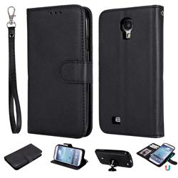 Retro Greek Detachable Magnetic PU Leather Wallet Phone Case for Samsung Galaxy S4 - Black
