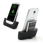 2 in 1 Dock Charger for Samsung Galaxy S4 i9500 i9502 i9505 with Battery Seat - Black
