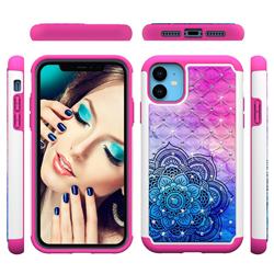 Colored Mandala Studded Rhinestone Bling Diamond Shock Absorbing Hybrid Defender Rugged Phone Case Cover for iPhone 11 (6.1 inch)