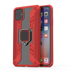 Predator Armor Metal Ring Grip Shockproof Dual Layer Rugged Hard Cover for iPhone 11 (6.1 inch) - Red