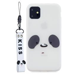 White Feather Panda Soft Kiss Candy Hand Strap Silicone Case for iPhone 11 (6.1 inch)