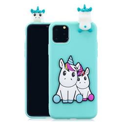 Couple Unicorn Soft 3D Climbing Doll Soft Case for iPhone 11 (6.1 inch)