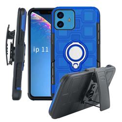 3 in 1 PC + Silicone Leather Phone Case for iPhone 11 (6.1 inch) - Dark Blue