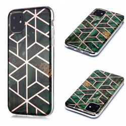 Green Rhombus Galvanized Rose Gold Marble Phone Back Cover for iPhone 11 (6.1 inch)