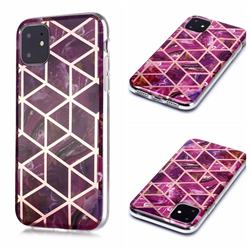 Purple Rhombus Galvanized Rose Gold Marble Phone Back Cover for iPhone 11 (6.1 inch)