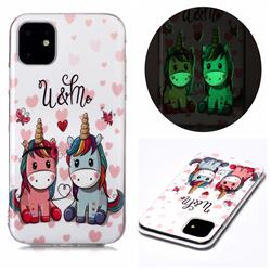 Couple Unicorn Noctilucent Soft TPU Back Cover for iPhone 11 (6.1 inch)