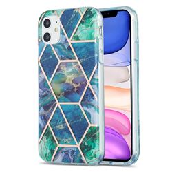 Blue Green Marble Pattern Galvanized Electroplating Protective Case Cover for iPhone 11 (6.1 inch)
