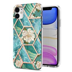Blue Chrysanthemum Marble Electroplating Protective Case Cover for iPhone 11 (6.1 inch)