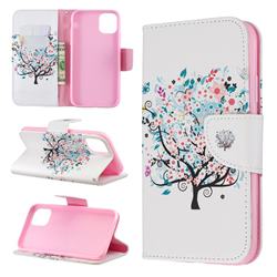 Colorful Tree Leather Wallet Case for iPhone 11