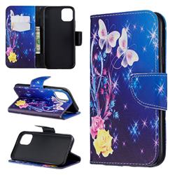 Yellow Flower Butterfly Leather Wallet Case for iPhone 11