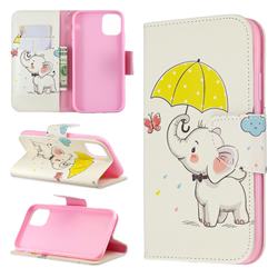 Umbrella Elephant Leather Wallet Case for iPhone 11