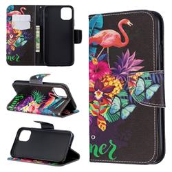 Flowers Flamingos Leather Wallet Case for iPhone 11