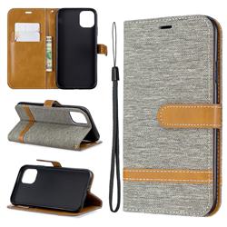 Jeans Cowboy Denim Leather Wallet Case for iPhone 11 - Gray