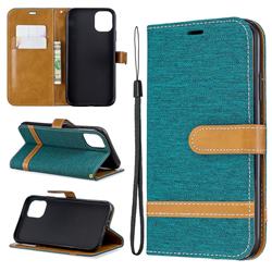 Jeans Cowboy Denim Leather Wallet Case for iPhone 11 - Green