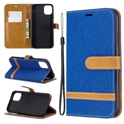 Jeans Cowboy Denim Leather Wallet Case for iPhone 11 - Sapphire