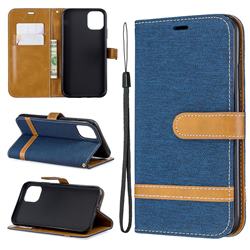 Jeans Cowboy Denim Leather Wallet Case for iPhone 11 - Dark Blue
