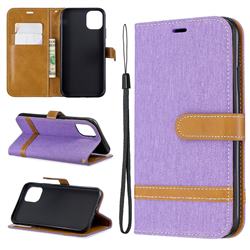 Jeans Cowboy Denim Leather Wallet Case for iPhone 11 - Purple