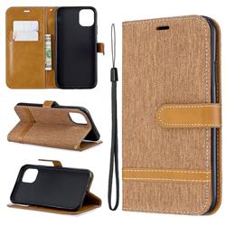 Jeans Cowboy Denim Leather Wallet Case for iPhone 11 - Brown
