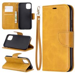 Classic Sheepskin PU Leather Phone Wallet Case for iPhone 11 (6.1 inch) - Yellow