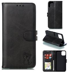 Embossing Happy Cat Leather Wallet Case for iPhone 11 (6.1 inch) - Black