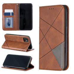 Prismatic Slim Magnetic Sucking Stitching Wallet Flip Cover for iPhone 11 (6.1 inch) - Brown