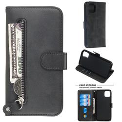 Retro Luxury Zipper Leather Phone Wallet Case for iPhone 11 (6.1 inch) - Black