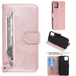 Retro Luxury Zipper Leather Phone Wallet Case for iPhone 11 (6.1 inch) - Pink