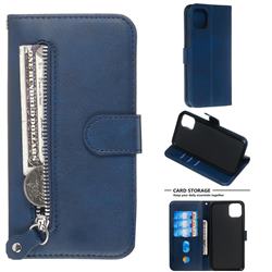 Retro Luxury Zipper Leather Phone Wallet Case for iPhone 11 (6.1 inch) - Blue