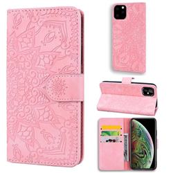 Retro Embossing Mandala Flower Leather Wallet Case for iPhone 11 (6.1 inch) - Pink