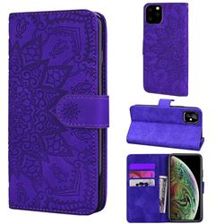 Retro Embossing Mandala Flower Leather Wallet Case for iPhone 11 (6.1 inch) - Purple