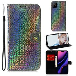 Laser Circle Shining Leather Wallet Phone Case for iPhone 11 (6.1 inch) - Silver