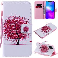 Colored Red Tree PU Leather Wallet Case for iPhone 11 (6.1 inch)