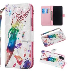 Music Pen 3D Painted Leather Wallet Phone Case for iPhone 11 (6.1 inch)