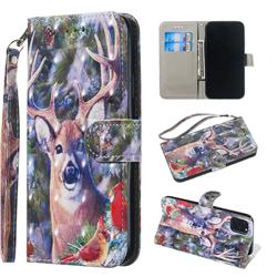 Elk Deer 3D Painted Leather Wallet Phone Case for iPhone 11 (6.1 inch)