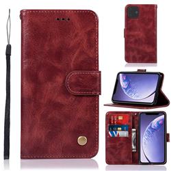 Luxury Retro Leather Wallet Case for iPhone 11 (6.1 inch) - Wine Red