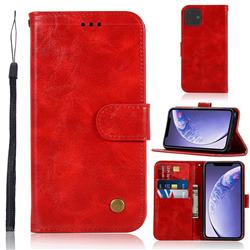 Luxury Retro Leather Wallet Case for iPhone 11 (6.1 inch) - Red