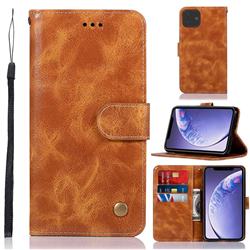 Luxury Retro Leather Wallet Case for iPhone 11 (6.1 inch) - Golden
