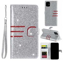 Retro Stitching Glitter Leather Wallet Phone Case for iPhone 11 (6.1 inch) - Silver