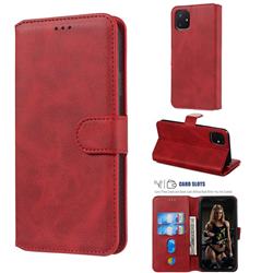 Retro Calf Matte Leather Wallet Phone Case for iPhone 11 (6.1 inch) - Red