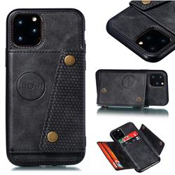 Retro Multifunction Card Slots Stand Leather Coated Phone Back Cover for iPhone 11 (6.1 inch) - Black