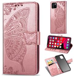 Embossing Mandala Flower Butterfly Leather Wallet Case for iPhone 11 (6.1 inch) - Rose Gold