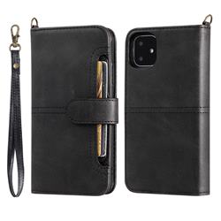 Retro Multi-functional Detachable Leather Wallet Phone Case for iPhone 11 (6.1 inch) - Black