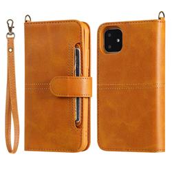 Retro Multi-functional Detachable Leather Wallet Phone Case for iPhone 11 (6.1 inch) - Brown