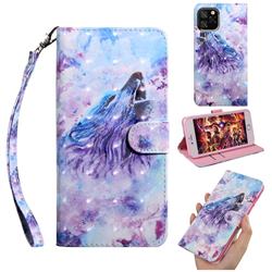 Roaring Wolf 3D Painted Leather Wallet Case for iPhone 11 (6.1 inch)