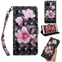 Black Powder Flower 3D Painted Leather Wallet Case for iPhone 11 (6.1 inch)